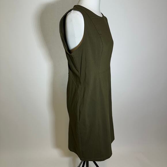 NWT Nina Leonard Olive Green Sleeveless Sheath Dress Career Womens Size Large L - Picture 2 of 12